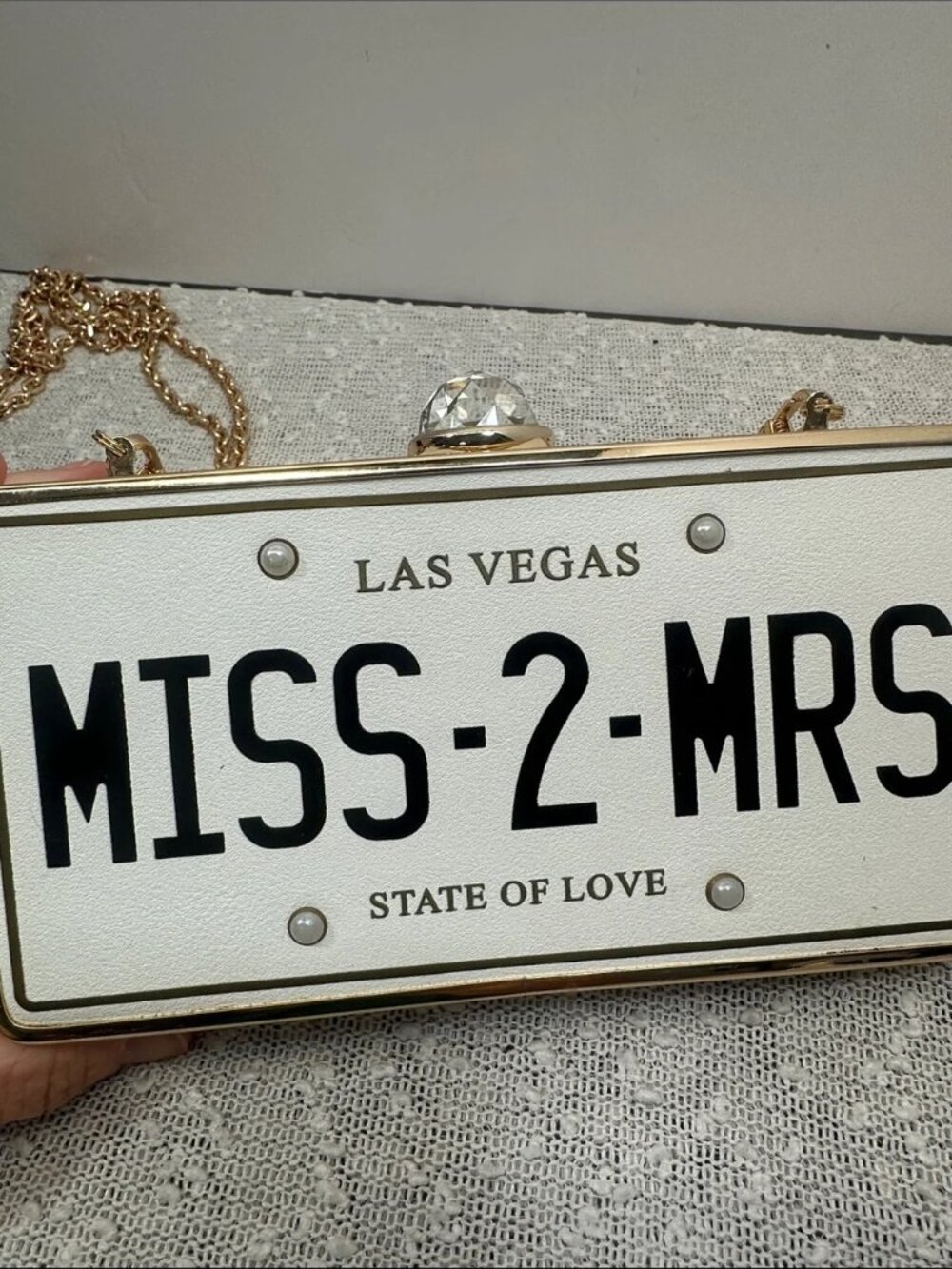 ALDO Las Vegas Miss 2 Mrs Wedding Bridal Clutch Purse Handbag - Picture 9 of 13
